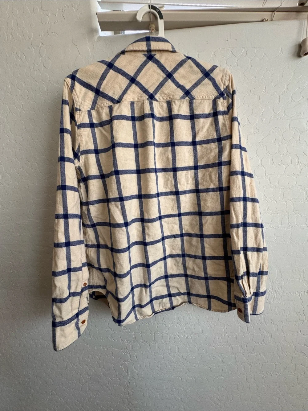 J crew Cream & Navy Plaid Button-Up Jacket